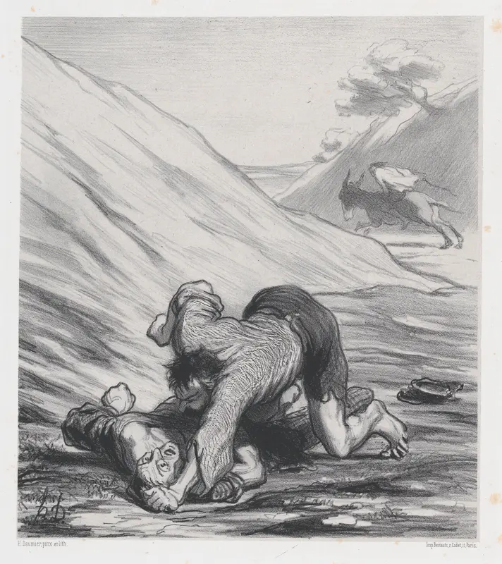 The ass and the two thieves, published in Souvenirs d'Artistes Wall Art by Honoré Daumier - High-Resolution Digital Print