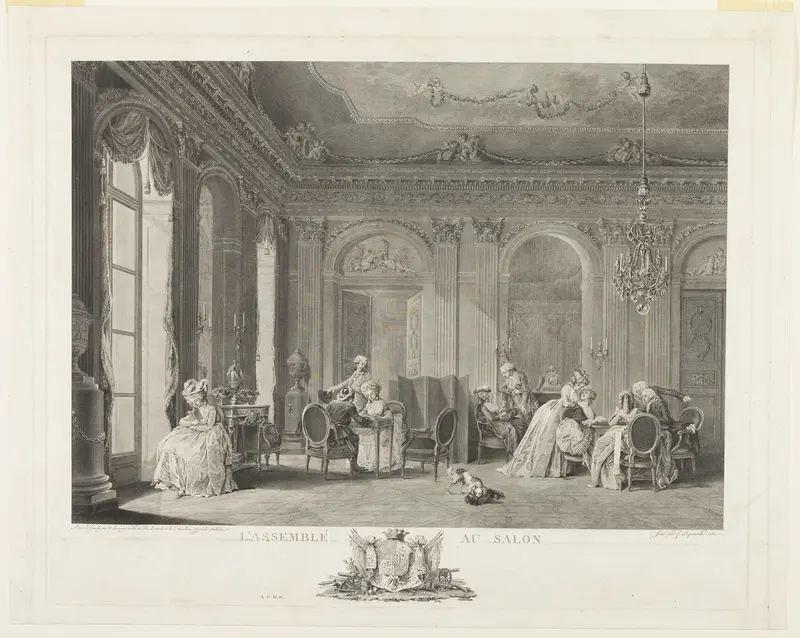 The Assembly in the Drawing Room Wall Art by François Dequevauviller - High-Resolution Digital Print