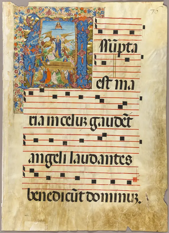 The Assumption of the Virgin in a Historiated Initial from a Gradual Wall Art by Unknown - High-Resolution Digital Print