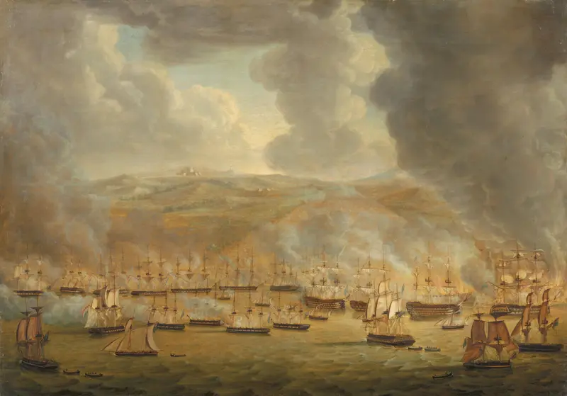 The Attack of the Combined Anglo-Dutch Squadron on Algiers, 1816 Wall Art by Gerardus Laurentius Keultjes - High-Resolution Digital Print