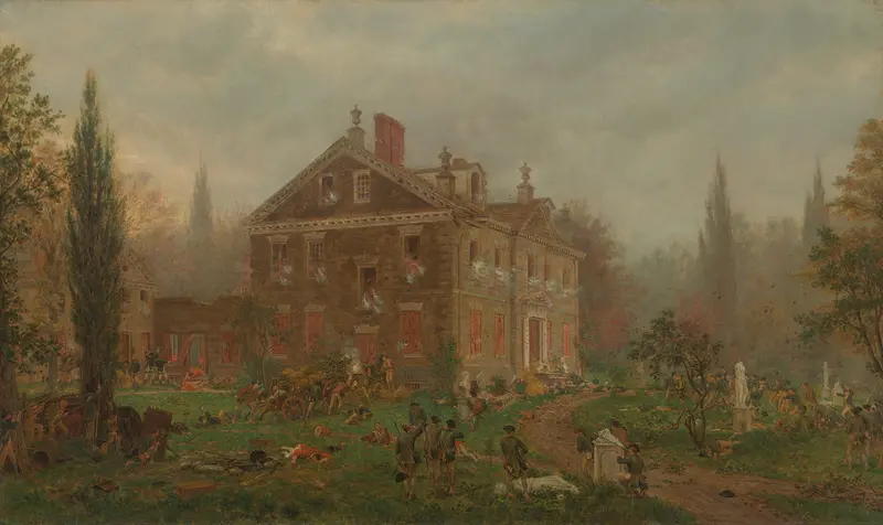 The Attack on Chew's House during the Battle of Germantown, 1777 Wall Art by Edward Lamson Henry - High-Resolution Digital Print
