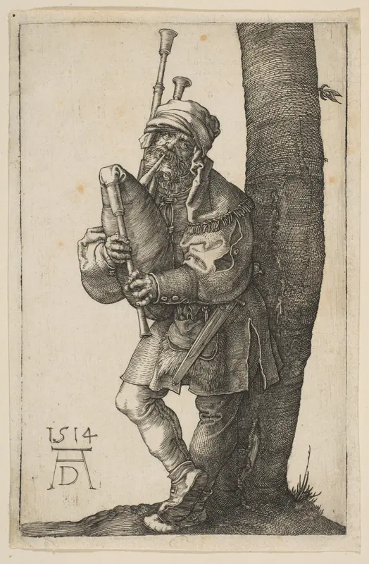 The Bagpiper Wall Art by Albrecht Dürer - High-Resolution Digital Print