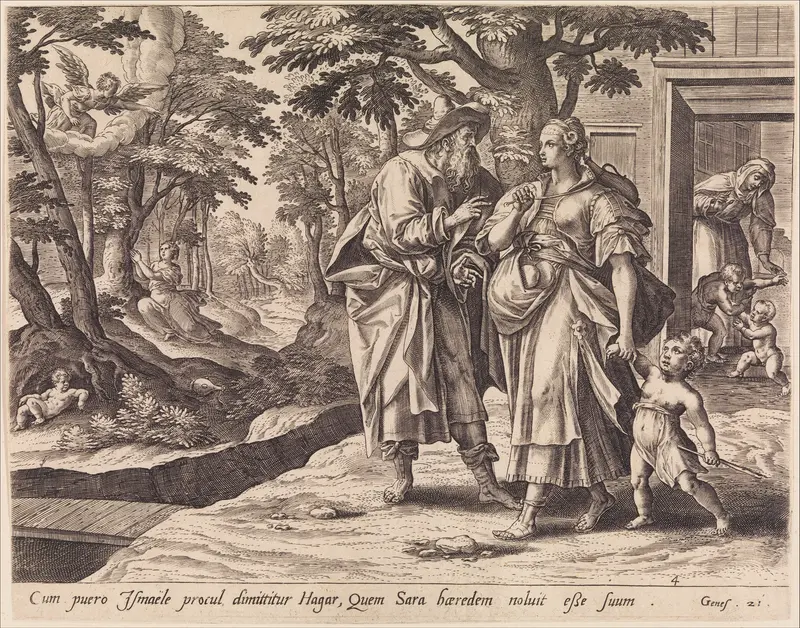 The Banishment of Hagar and Ishmael, from "The Story of Abraham" Wall Art by Adriaen Collaert - High-Resolution Digital Print