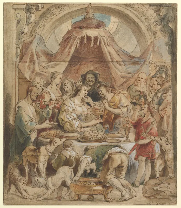 The Banquet of Anthony and Cleopatra Wall Art by Jacob Jordaens - High-Resolution Digital Print