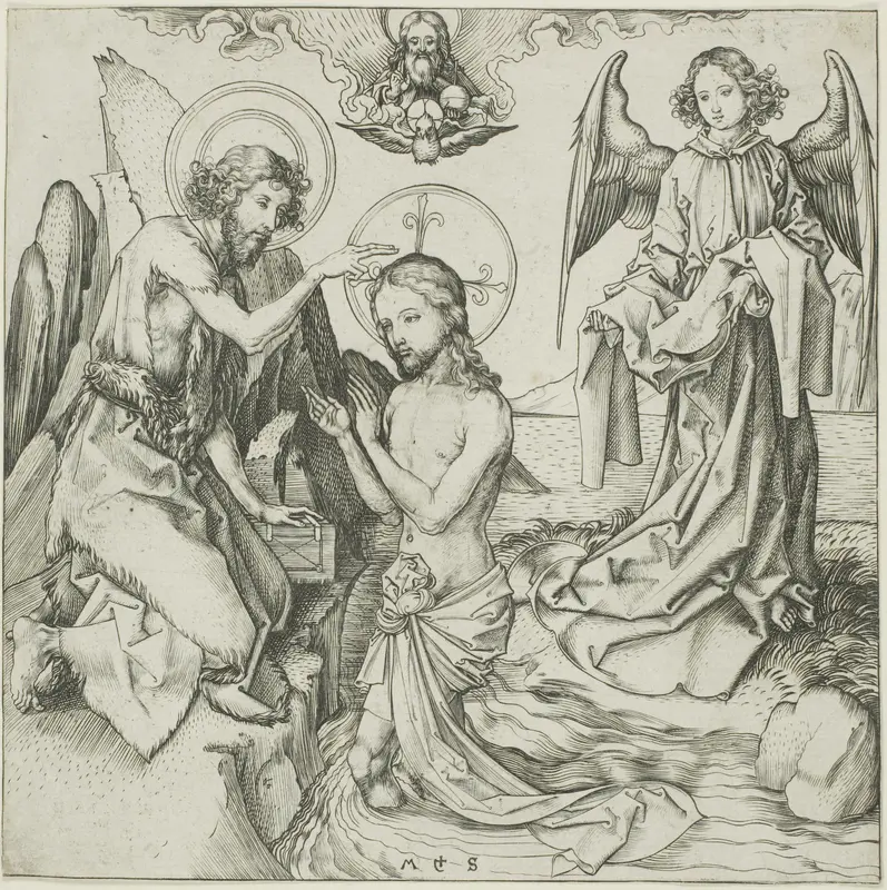 The Baptism of Christ Wall Art by Martin Schongauer - High-Resolution Digital Print