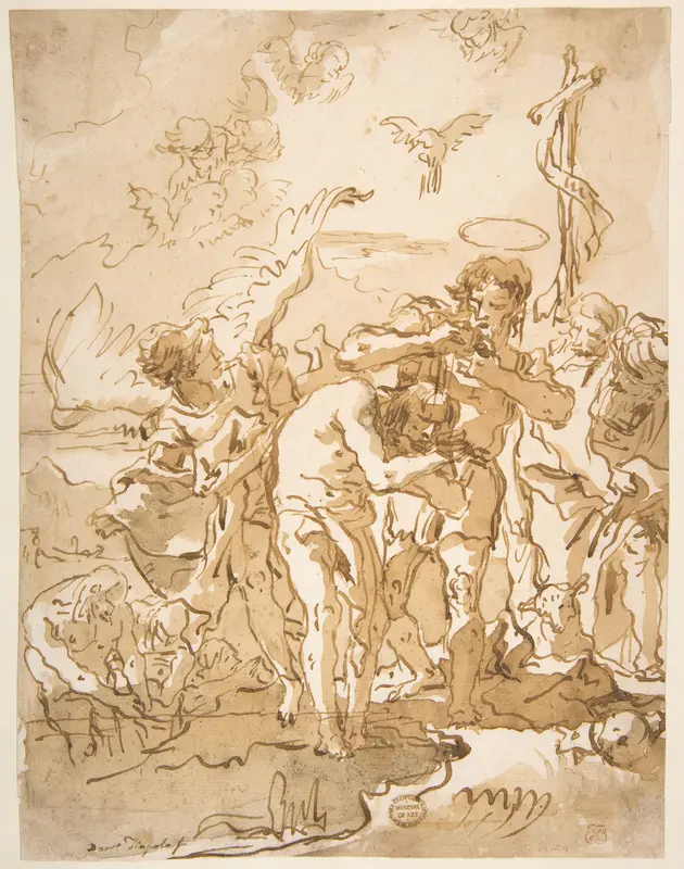 The Baptism of Christ Wall Art by Giovanni Domenico Tiepolo - High-Resolution Digital Print