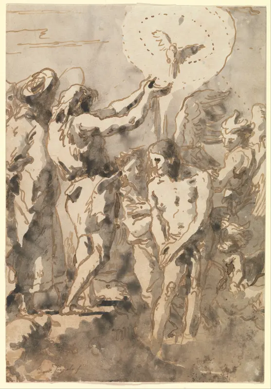The Baptism of Christ (with Saint John, Without his Cross, in Profile to the Right) Wall Art by Giovanni Domenico Tiepolo - High-Resolution Digital Print