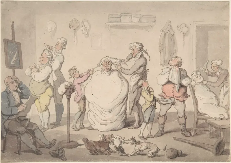The Barber's Shop Wall Art by Thomas Rowlandson - High-Resolution Digital Print