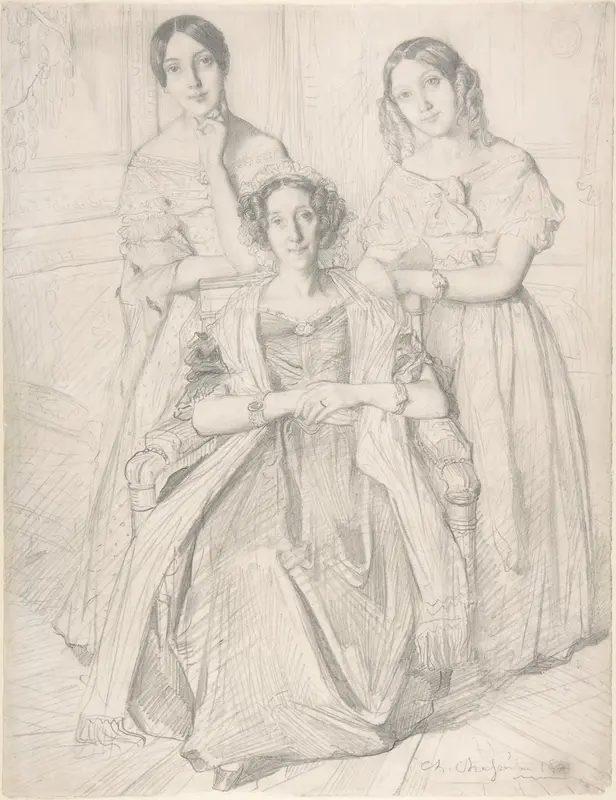 The Baroness Duperré and Her Daughters Wall Art by Théodore Chassériau - High-Resolution Digital Print