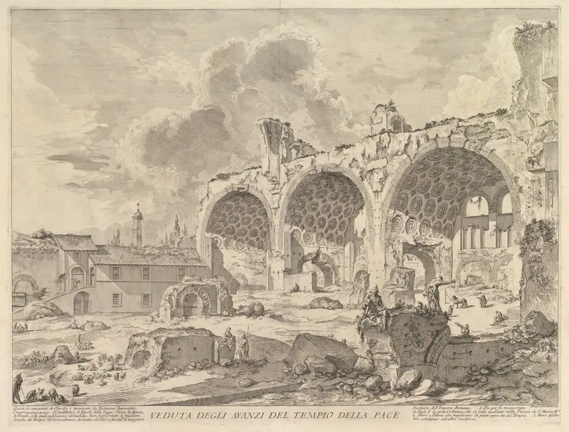 The Basilica of Constantine (Veduta degli avanzi della Casa aurea di Nerone, detti volgarmente il Tempio della Pace), from "Vedute di Roma"