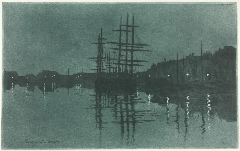 The Basin at Dieppe Wall Art by Henri Charles Guérard - High-Resolution Digital Print