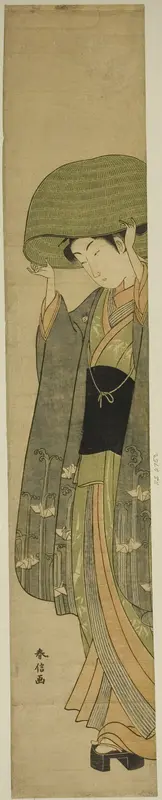 The Basket Hat Wall Art by Suzuki Harunobu - High-Resolution Digital Print