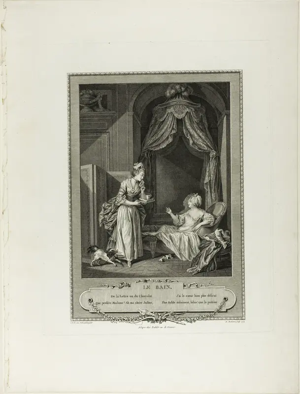 The Bath, from Monument du Costume Physique et Moral de la fin du Dix-huitième siècle Wall Art by Antoine Louis Romanet - High-Resolution Digital Print