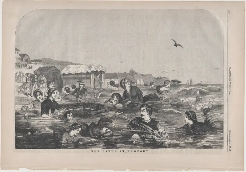 The Bathe at  Newport (from "Harper's Weekly," Vol. II) Wall Art by Winslow Homer - High-Resolution Digital Print