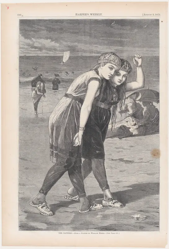 The Bathers (from "Harper's Weekly," Vol. XVII) Wall Art by Winslow Homer - High-Resolution Digital Print