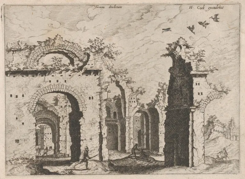 The Baths of Diocletian, from "Roman Ruins and Buildings" Wall Art by Johannes van Doetecum I - High-Resolution Digital Print
