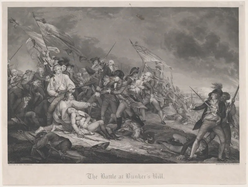 The Battle at Bunker's Hill (June 17, 1775) Wall Art by Joseph Napoleon Gimbrede - High-Resolution Digital Print