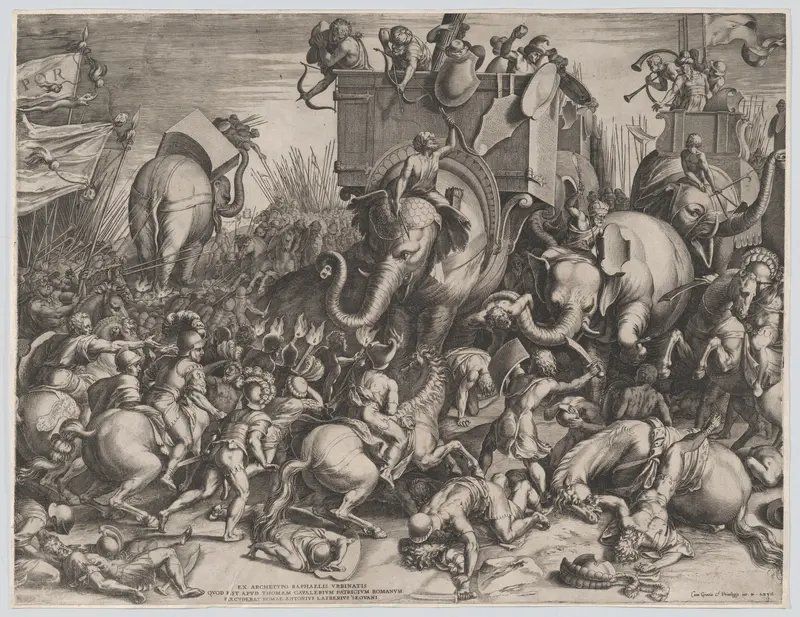 The Battle Between Scipio and Hannibal at Zama Wall Art by Cornelis Cort - High-Resolution Digital Print