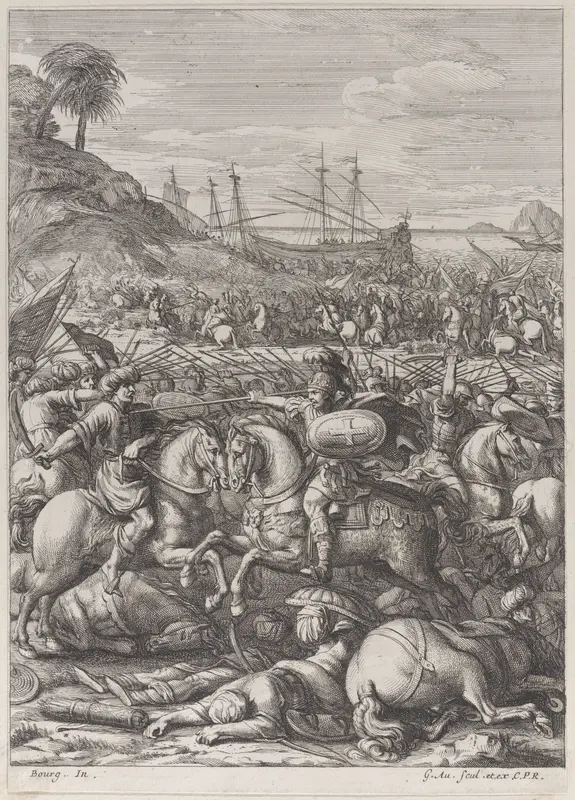 The Battle of Antioch Wall Art by Girard Audran - High-Resolution Digital Print