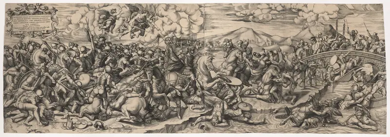 The Battle of Constantine at the Milvian Bridge, after Raphael Wall Art by Giovanni Battista Cavalieri - High-Resolution Digital Print