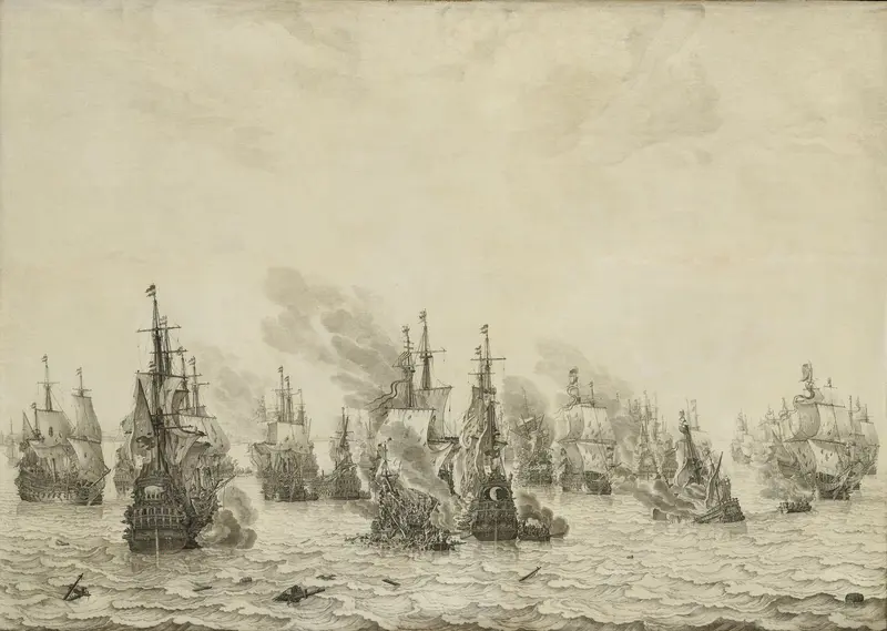 The Battle of Livorno (Leghorn) Wall Art by Willem van de Velde (I) - High-Resolution Digital Print