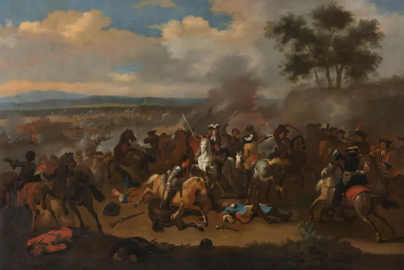 The Battle of the Boyne, Ireland, between Kings James II and William III, 12 July 1690 Wall Art by Jan van Huchtenburg - High-Resolution Digital Print