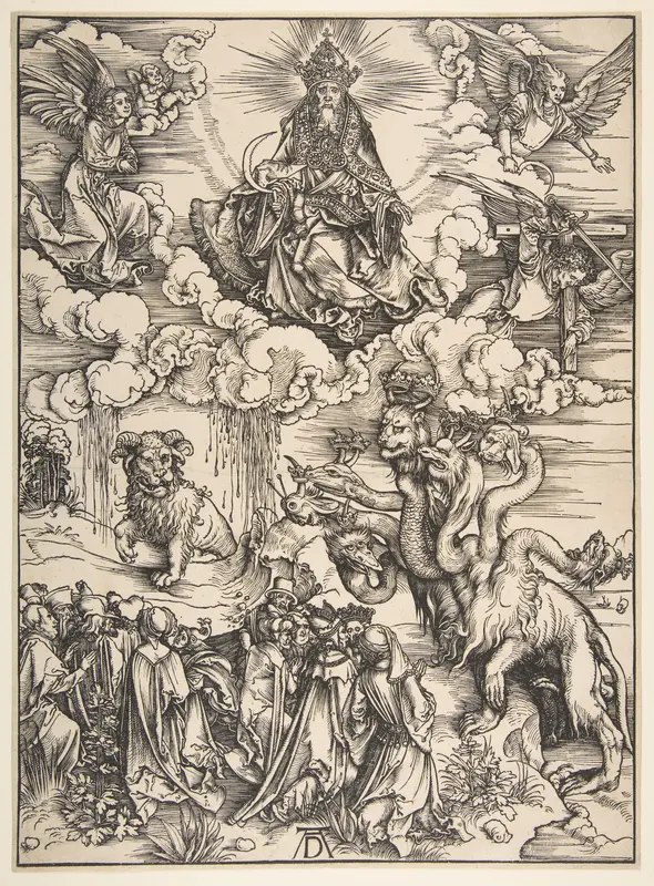 The Beast with the Seven Heads and the Beast with Lamb's Horns Wall Art by Albrecht Dürer - High-Resolution Digital Print