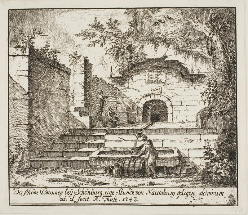 The Beautiful Fountain Near Schönburg Wall Art by Johann Alexander Thiele - High-Resolution Digital Print