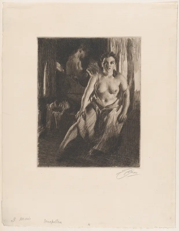 The Bed-Stool Wall Art by Anders Zorn - High-Resolution Digital Print