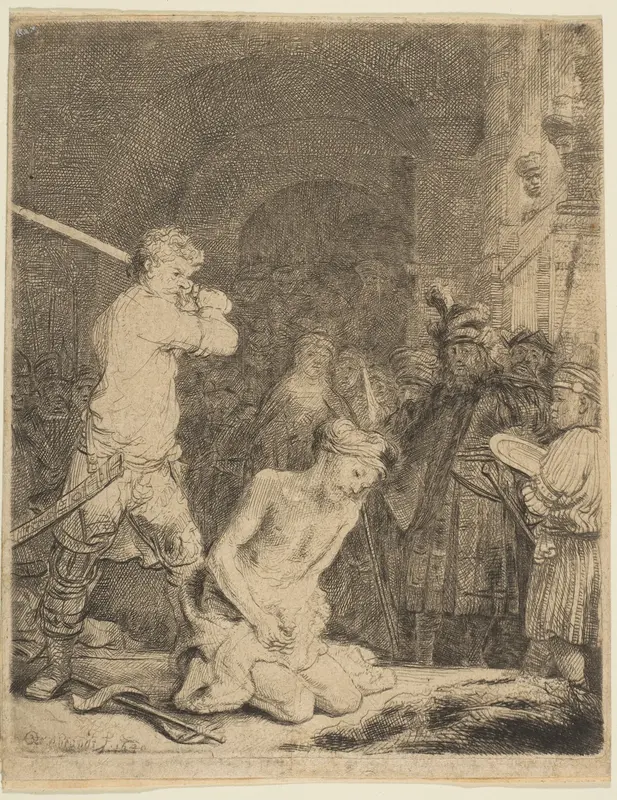 The Beheading of John the Baptist Wall Art by Rembrandt (Rembrandt van Rijn) - High-Resolution Digital Print