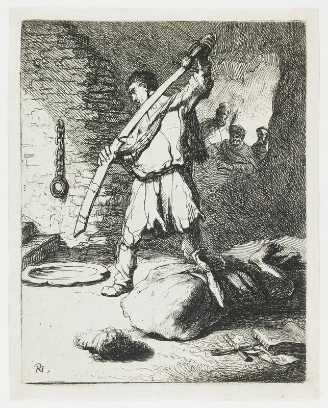 The beheading of St John the Baptist Wall Art by Rembrandt van Rijn - High-Resolution Digital Print