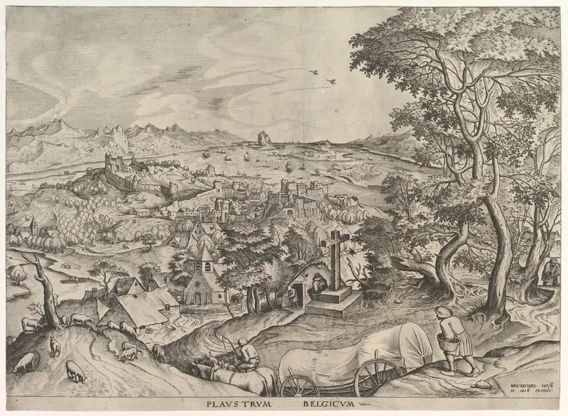 The Belgian Wagon (Plaustrum Belgicum), from "The Large Landscapes" Wall Art by Johannes van Doetecum I - High-Resolution Digital Print