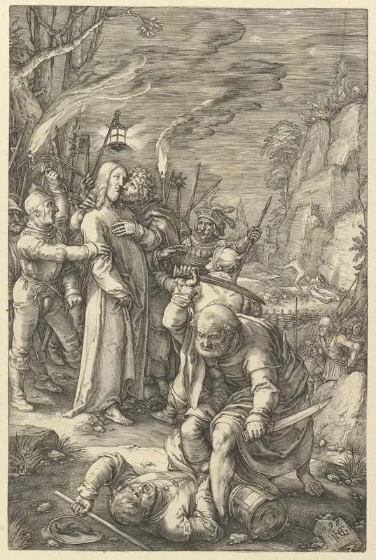 The Betrayal of Christ, from "The Passion of Christ" Wall Art by Hendrick Goltzius - High-Resolution Digital Print