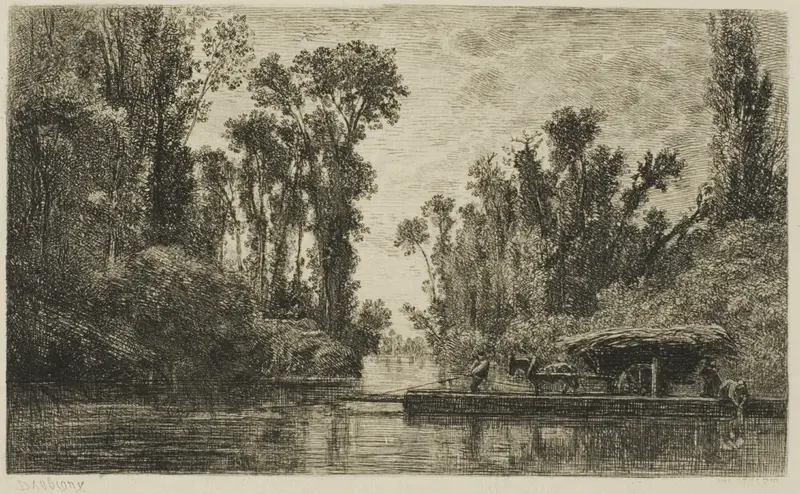 The Bezons Ferryboat Wall Art by Charles François Daubigny - High-Resolution Digital Print