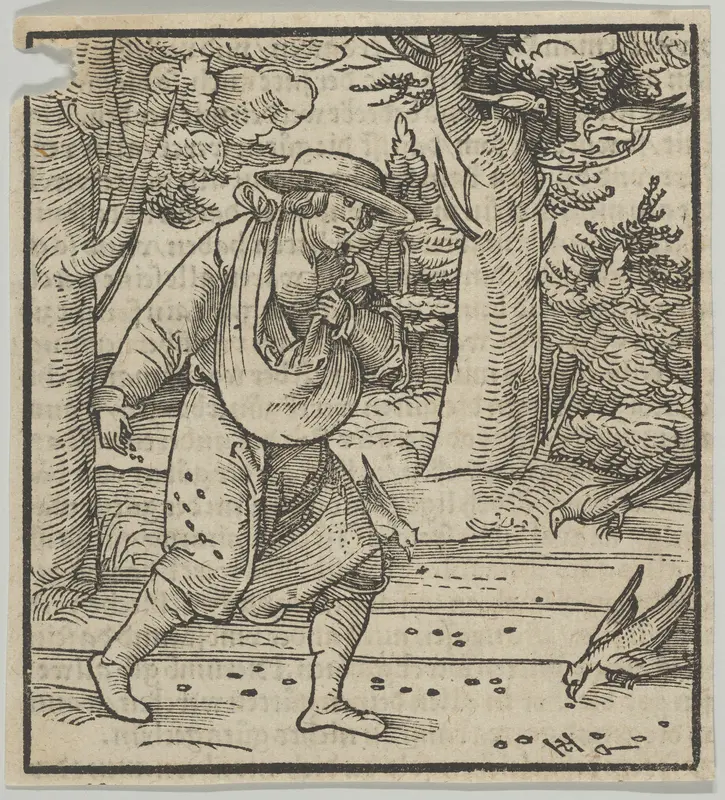 The Birds Eating the Seeds of the Sower, from Hymmelwagen auff dem, wer wol lebt... Wall Art by Hans Schäufelein - High-Resolution Digital Print