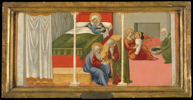 The Birth and Naming of Saint John the Baptist Wall Art by Sano di Pietro (Ansano di Pietro di Mencio) - High-Resolution Digital Print
