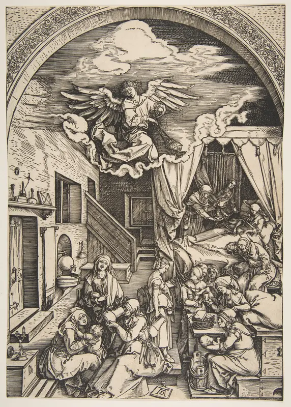 The Birth of the Virgin, from "The Life of the Virgin" Wall Art by Albrecht Dürer - High-Resolution Digital Print