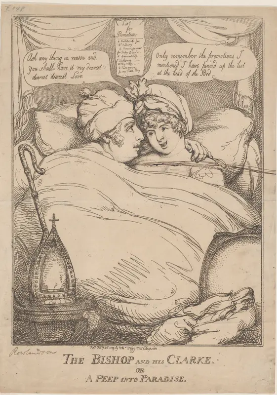 The Bishop and His Clarke, or, A Peep into Paradise Wall Art by Thomas Rowlandson - High-Resolution Digital Print