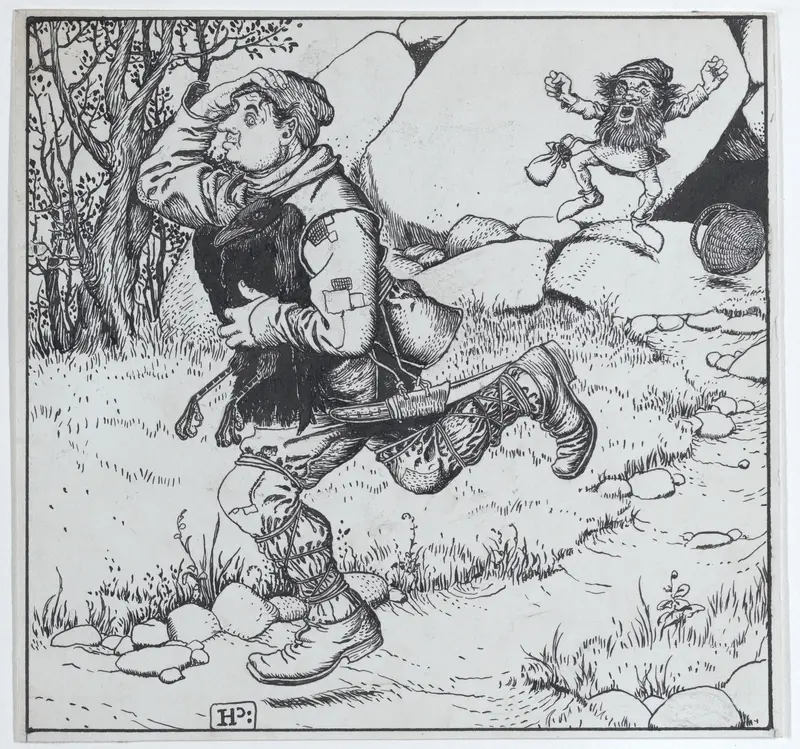 The Blacksmith Chooses Ye Raven and Runs Away With It, for "The Wonder Clock" Wall Art by Howard Pyle - High-Resolution Digital Print