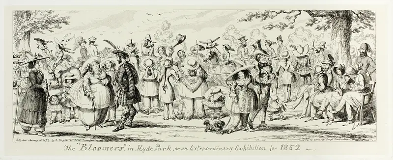 The "Bloomers" in Hyde Park, or an Extraordinary Exhibition for 1852 from George Cruikshank's Steel Etchings to The Comic Almanacks: 1835-1853 Wall Art by George Cruikshank - High-Resolution Digital Print