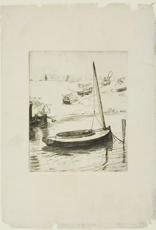 The Boat with Lowered Sail Wall Art by Félix Henri Bracquemond - High-Resolution Digital Print