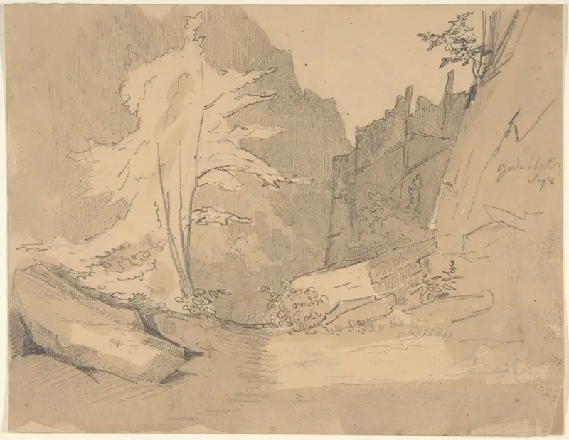 The Bode Valley with Rocks and Trees; verso: Landscape Studies Wall Art by Karl Blechen - High-Resolution Digital Print