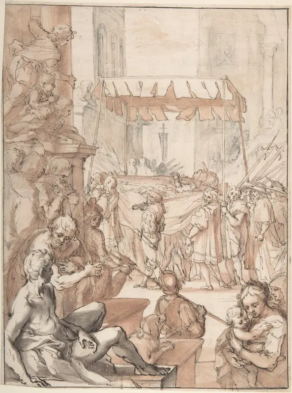 The Body of Saint Catherine of Siena carried in Procession, after Francesco Vanni Wall Art by Anonymous, French, 18th century - High-Resolution Digital Print