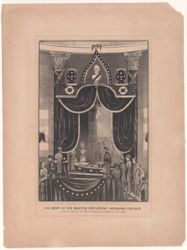 The Body of the Martyr President, Abraham Lincoln, Lying in State at the City Hall, N.Y., April 24th & 25th, 1865 Wall Art by Currier & Ives - High-Resolution Digital Print