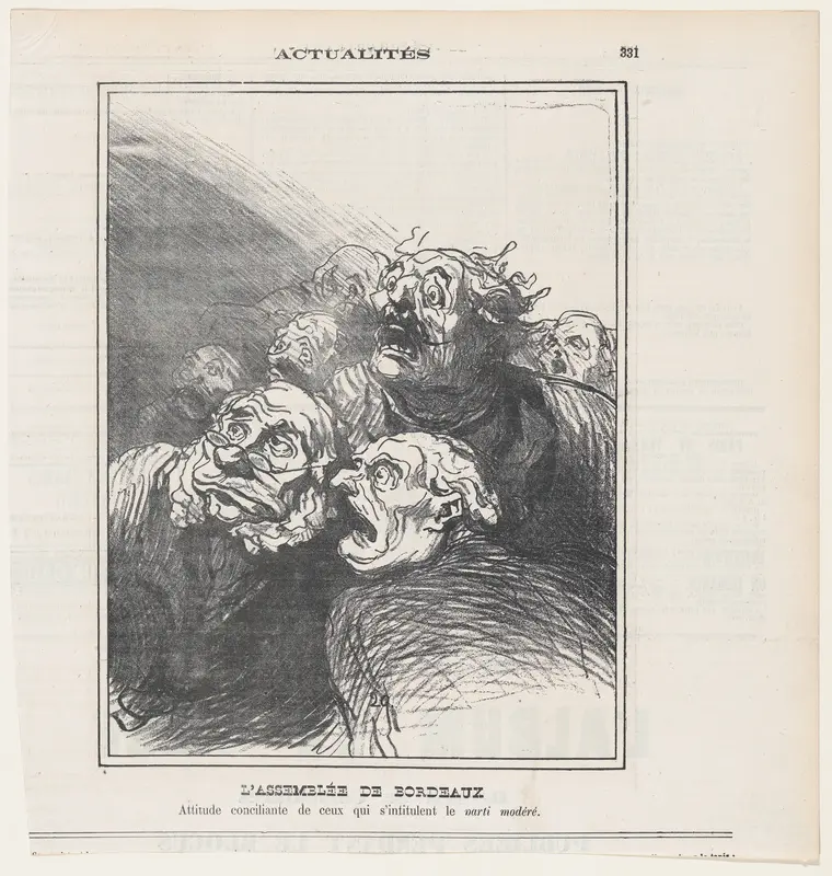 The Bordeaux Assembly: View of the conciliatory attitude of the 'moderate party', from "News of the day" Wall Art by Honoré Daumier - High-Resolution Digital Print