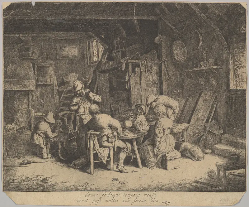 The Breakfast (Le Gourmet en Compagne) Wall Art by Adriaen van Ostade - High-Resolution Digital Print