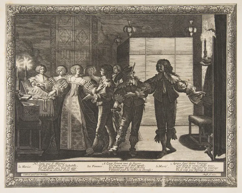 The Bride Taken Home (La Mariée reconduite chez elle), plate 2 from "Marriage in the City" (Le Mariage à la Ville) Wall Art by Abraham Bosse - High-Resolution Digital Print