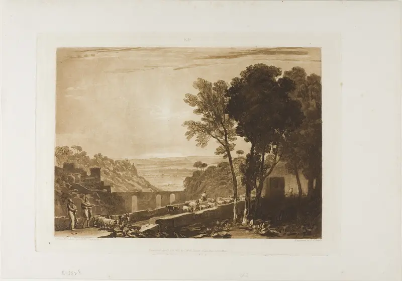 The Bridge and Goats, plate 43 from LIber Studiorum Wall Art by Joseph Mallord William Turner - High-Resolution Digital Print