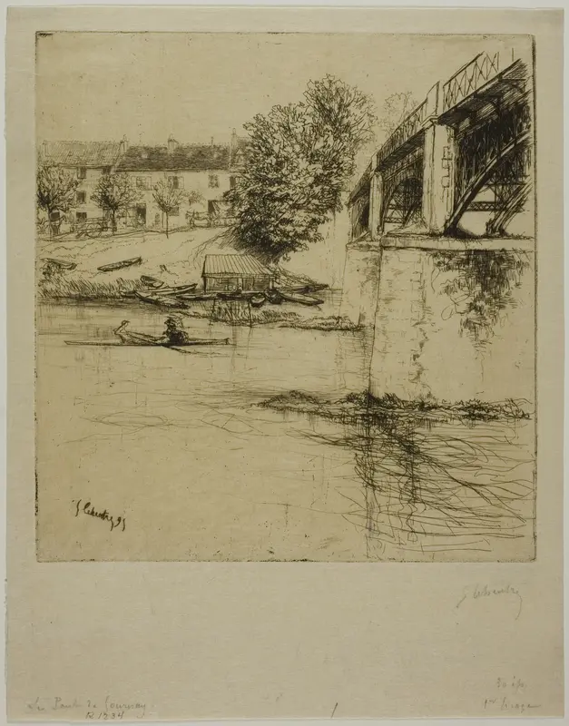 The Bridge at Gournay, from the Side Wall Art by Gustave Leheutre - High-Resolution Digital Print