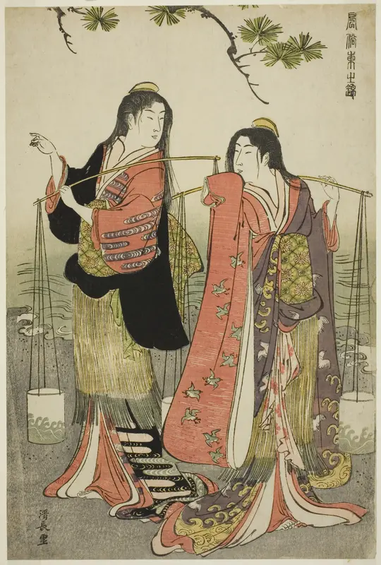 The Brine Maidens of Suma, from the series "A Brocade of Eastern Manners (Fuzoku Azuma no nishiki)"
